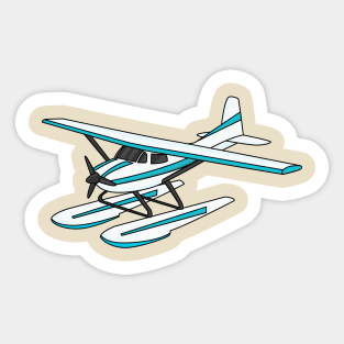 White blue seaplane illustration Sticker